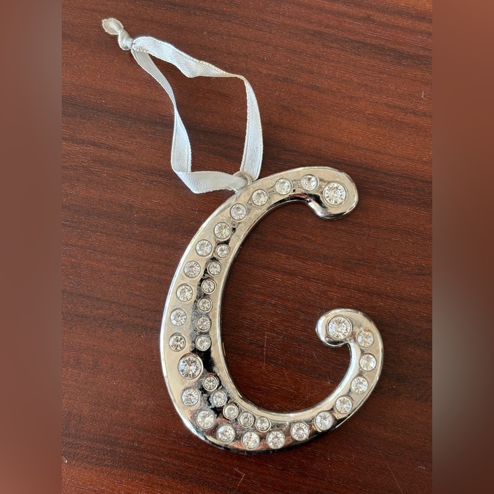 C - Letter Ornament - Silver Crystal